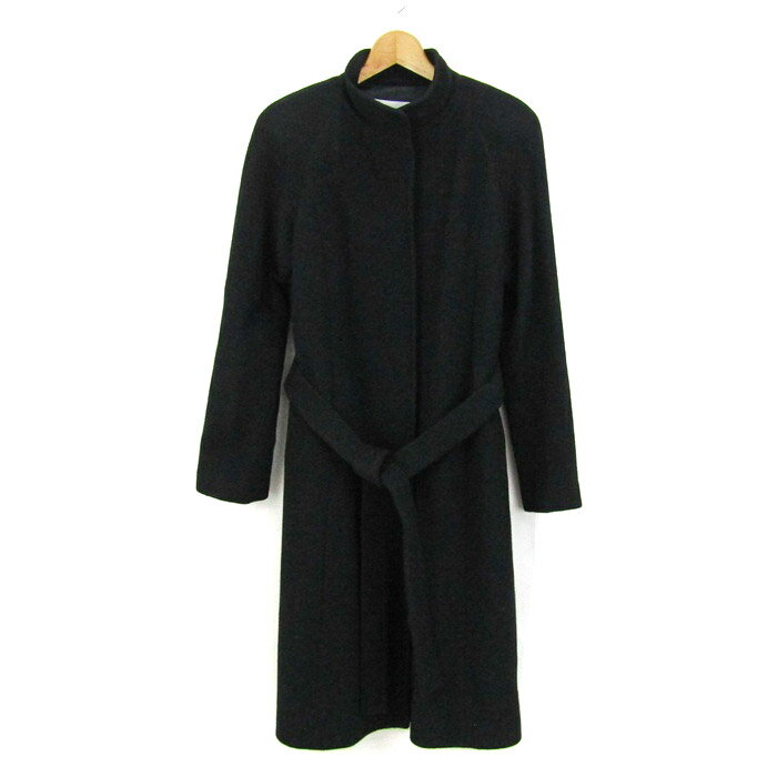 ミラショーンブルーレーベル スタンドカラーコート ウール混 アウター レディース 42サイズ ブラック系 mila schon BLUE LABEL 【中古】