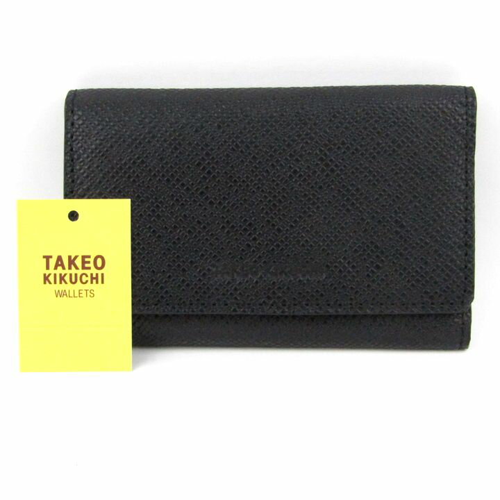 タケオキクチ キーケース 未使用 5連 本革 エンボスレザー ブランド 黒 メンズ ブラック TAKEO KIKUCHI 【中古】