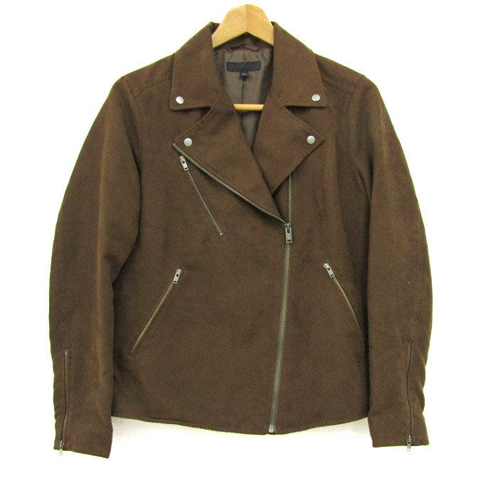 ユニクロ ライダースジャケット アウター ブルゾン レディース Lサイズ ブラウン UNIQLO 【中古】