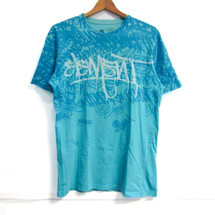 【楽天スーパーSALE 50%OFF 9月4日20:00〜9月11日01:59まで】エレメント 半袖Tシャツ ロゴプリントT コットン100% ブランド トップス メンズ Sサイズ 水色系 ELEMENT 【中古】