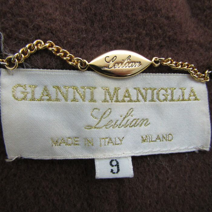 レリアン ジャンニマニーリア ステンカラーコート ウール100% カシミヤ混 イタリア製 レディース 9サイズ ブラウン系 Leilian 【中古】