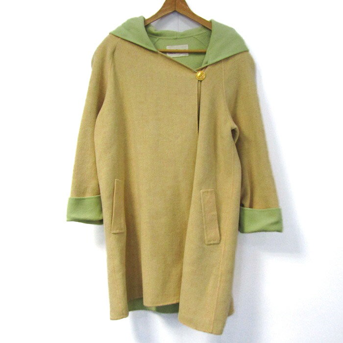 ルイシャンタン ニットコート ロング丈 アシンメトリー アウター アルパカ混 レディース 38サイズ イエロー LUI CHANTANT 【中古】