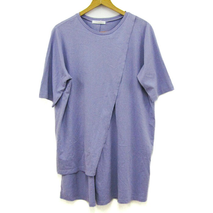 ショコラフィネローブ アシンメトリーチュニック 半袖 シャツ トップス レディース Fサイズ パープル系 chocol raffine robe 【中古】