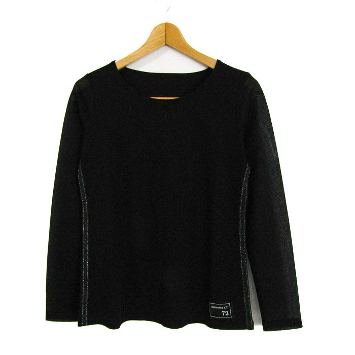 ギャバジンケーティー 長袖Tシャツ トップス クルーネック 日本製 レディース 9サイズ ブラック Gabardine K.T 【中古】