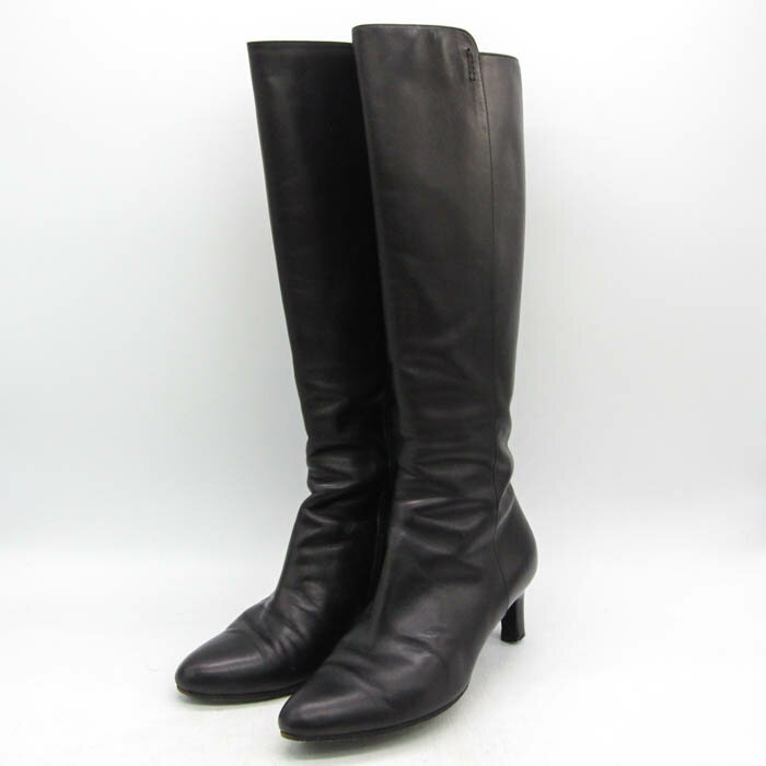 【全品39％OFFクーポン配布中】サルヴァトーレフェラガモ ブーツ ブランド シューズ 靴 イタリア製 黒 レディース 7サイズ ブラック Sa..