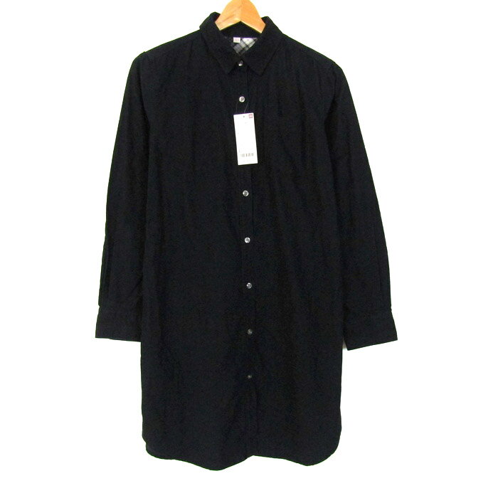 ユニクロ コーデュロイチュニック 長袖 トップス レディース Lサイズ ブラック UNIQLO 【中古】