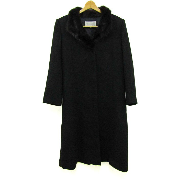 アルコバレーノ ロングコート ウールコート アウター カシミヤ100% レディース 9サイズ ブラック ARCOBALENO 【中古】