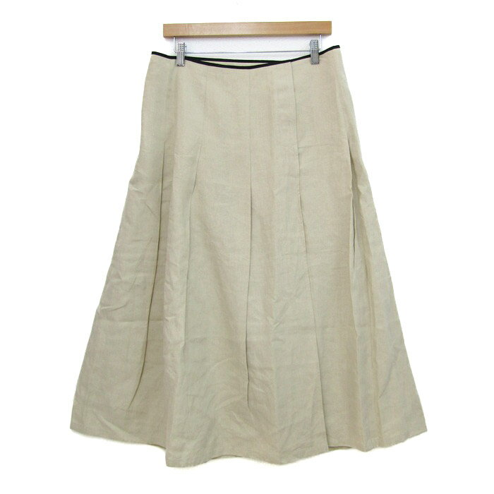 レキップヨシエイナバ プリーツスカート リネン 大きいサイズ ボトムス レディース フリーサイズ ベージュ L'EQUIPE YOSHIE INABA 【中古】