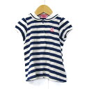 ミキハウス ワンピース トップス 半袖 ボーダー柄 セーラーカラー ホットビスケッツ ベビー 女の子用 90サイズ 紺×白 MIKIHOUSE 【中古】