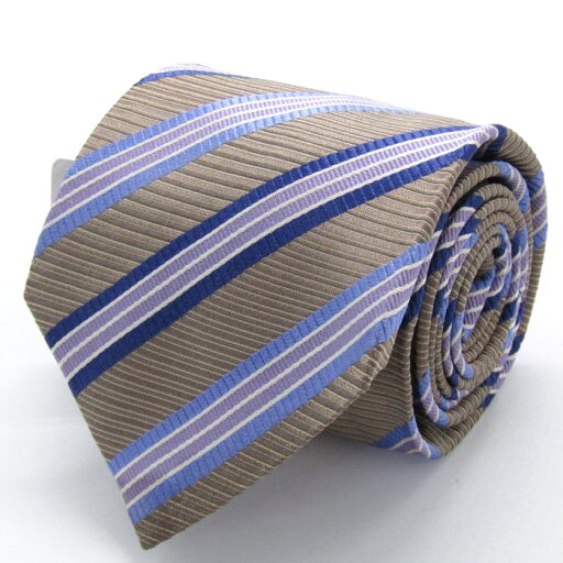 KEEGANO ブランド ネクタイ ストライプ柄 シルク 未使用タグ付 PO メンズ ベージュ TIE 【中古】 KEEGANO ブランド ネクタイ ストライプ柄 シルク 未使用タグ付 PO メンズ ベージュ TIE 【中古】