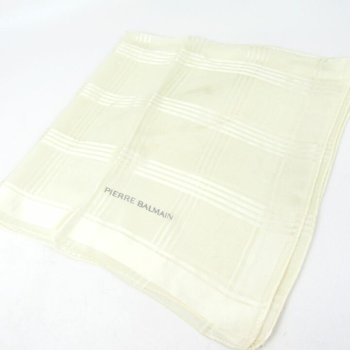 ピエールバルマン スカーフ チェック ブランド レディース ホワイト PIERRE BALMAIN 【中古】