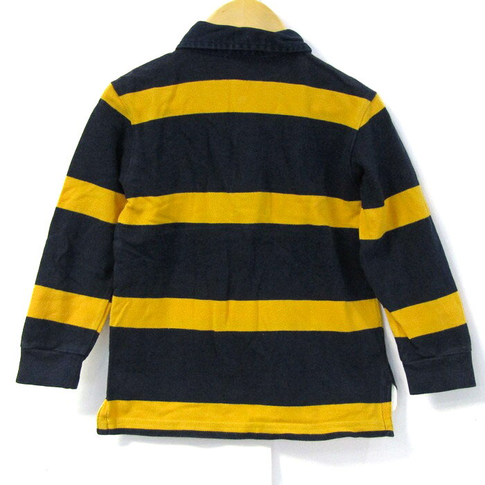 大特価屋の【1000円ポッキリ送料無料】Polo by Ralph Lauren ポロバイラルフローレン ポロシャツ トップス 長袖 ボーダー ラガーシャツ キッズ 男の子用 100サイズ 紺×黄 【中古】｜アングル2