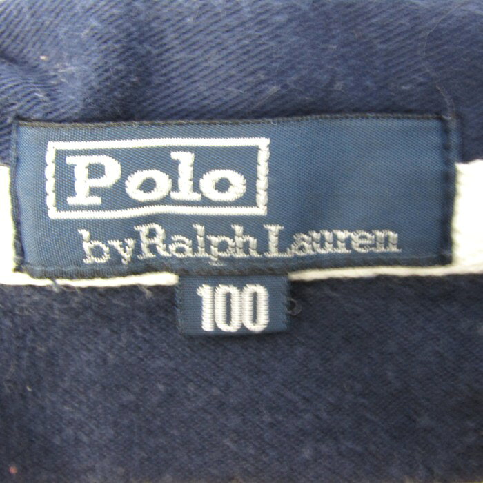 大特価屋の【1000円ポッキリ送料無料】Polo by Ralph Lauren ポロバイラルフローレン ポロシャツ トップス 長袖 ボーダー ラガーシャツ キッズ 男の子用 100サイズ 紺×黄 【中古】｜アングル3