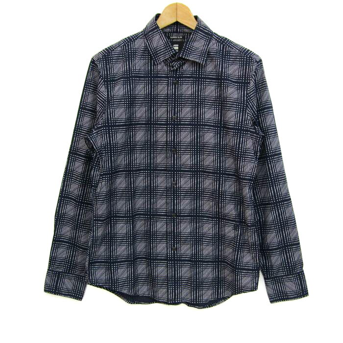 ジースターロウ 長袖シャツ スーパースリム チェック柄 トップス メンズ Mサイズ ネイビー G-Star RAW 【中古】