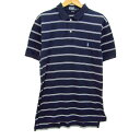 ポロバイラルフローレン ポロシャツ 半袖 ボーダー ポニーロゴ トップス メンズ Lサイズ ネイビー×ホワイト Polo by Ralph Lauren 【中古】(4)