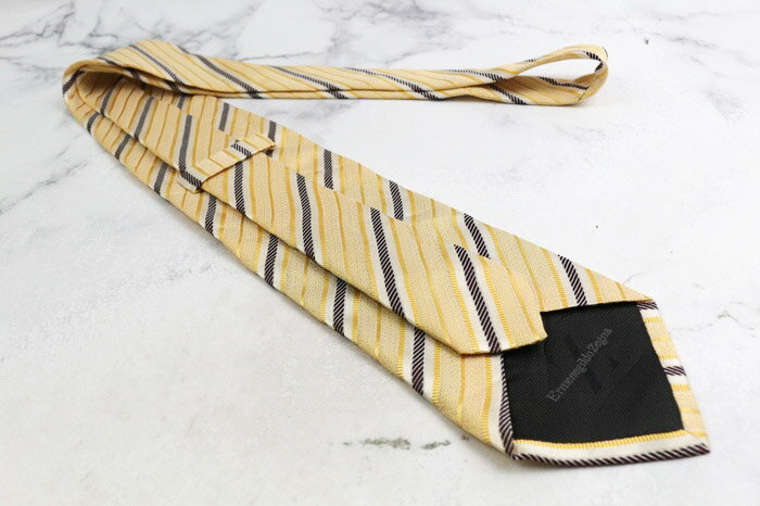 エルメネジルドゼニア ブランド ネクタイ シルク ストライプ柄 ライン柄 PO メンズ イエロー Ermenegildo Zegna 【中古】