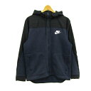 ナイキ パーカー ジャケット アウター ジップアップ 大きいサイズ メンズ XLサイズ 紺×黒 NIKE 【中古】