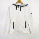 アディダス パーカー スポーツウエア フード付 フルジップ アウター トップス レディース Lサイズ ホワイト系 adidas 【中古】