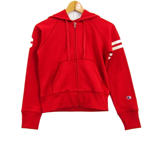 チャンピオン パーカー スポーツウエア フード付 フルジップ アウター トップス レディース Fサイズ レッド系 Champion 【中古】 チャンピオン パーカー スポーツウエア フード付 フルジップ アウター トップス レディース Fサイズ レッド系 Champion 【中古】