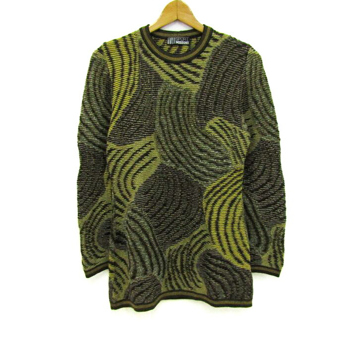 ミッソーニスポーツ セーター 長袖 クルーネック トップス レディース フリーサイズ イエロー系×ブラウン系 MISSONI SPORT 【中古】