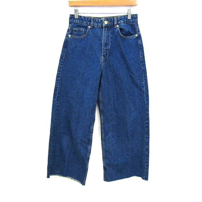 ザラ デニムパンツ ボトムス ワイドジーンズ カットオフ レディース USA4サイズ ブルー ZARA 【中古】