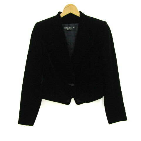 ホルストン ニューヨーク テーラードジャケット ベロア アウター レディース 11A2サイズ ブラック HALSTON NEW YORK 【中古】 ホルストン ニューヨーク テーラードジャケット ベロア アウター レディース 11A2サイズ ブラック HALSTON NEW YORK 【中古】