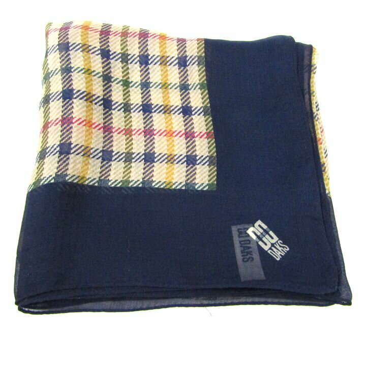 ダックス スカーフ チェック柄 シルク ブランド 小物 レディース ネイビー DAKS 【中古】