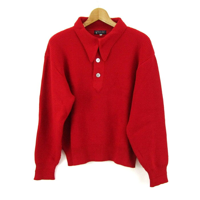 フレンチライン ポロニット 長袖 ウール トップス レディース 38サイズ レッド French Line 【中古】
