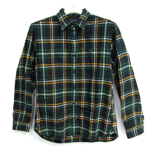 トミーヒルフィガー 長袖シャツ カスタムフィット チェック柄 トップス メンズ Sサイズ グリーン×ネイビー系 TOMMY HILFIGER 【中古】 トミーヒルフィガー 長袖シャツ カスタムフィット チェック柄 トップス メンズ Sサイズ グリーン×ネイビー系 TOMMY HILFIGER 【中古】