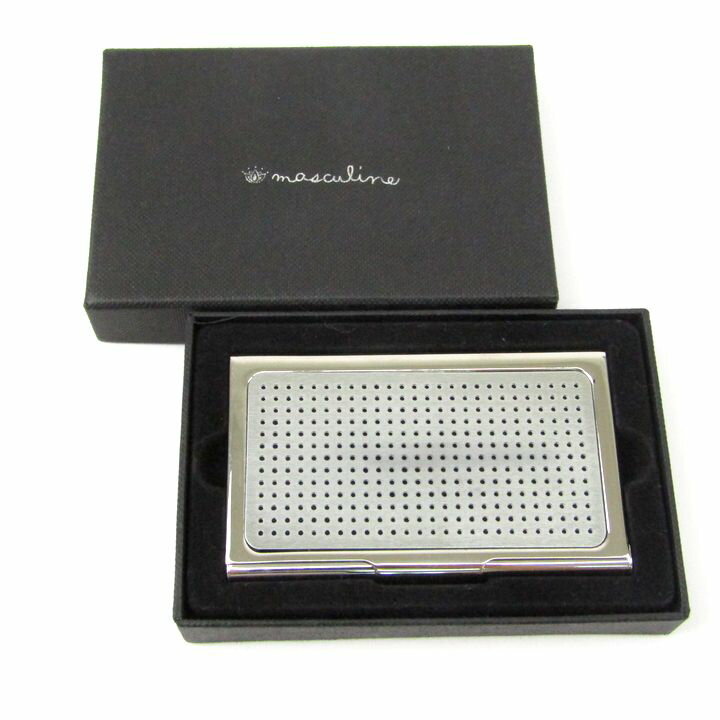 マスキュリン カードケース 名刺入れ ドットフェイス ブランド 小物 メンズ シルバー masculine 【中古】