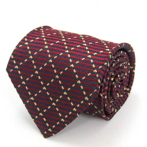 タイラック ブランド ネクタイ チェック柄 ボーダー柄 格子柄 シルク イタリア製 PO メンズ ワインレッド Tie Rack 【中古】 タイラック ブランド ネクタイ チェック柄 ボーダー柄 格子柄 シルク イタリア製 PO メンズ ワインレッド Tie Rack 【中古】