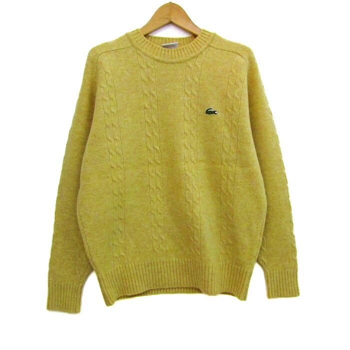 ラコステ セーター トップス 長袖 クルーネック ケーブルニット メンズ 4サイズ 黄土 LACOSTE 【中古】
