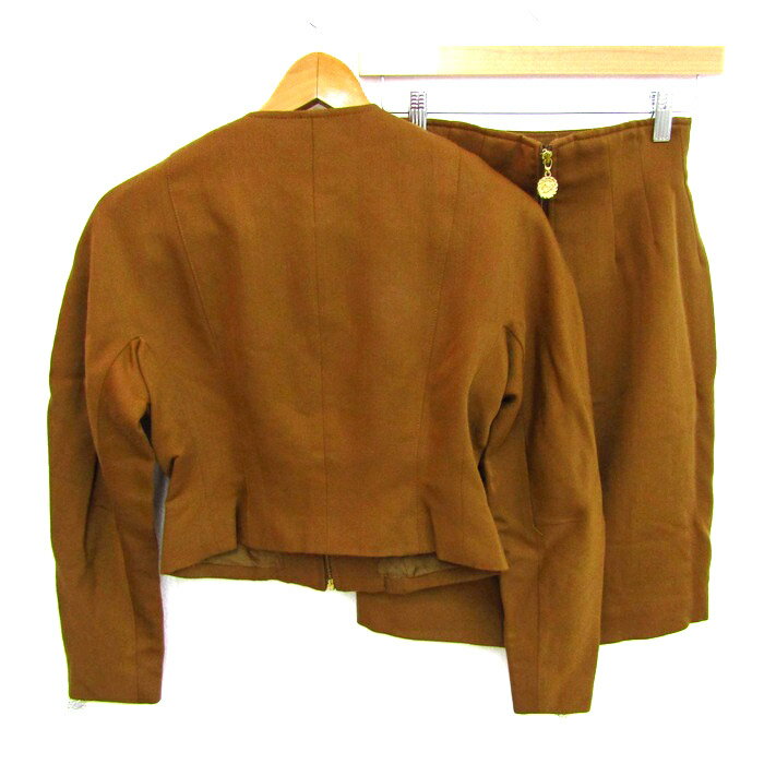 ジェイ&アール セットアップ ウール100% ジャケット スカート ブランド 上下セット レディース Sサイズ ブラウン系 J&R 【中古】