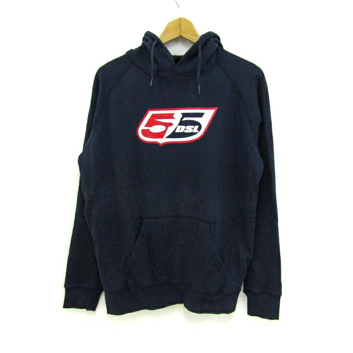 ディーゼル パーカー フーディー スウェット 長袖 55DSL ブランド トップス メンズ Mサイズ ネイビー DIESEL 【中古】