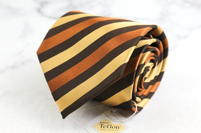 フランココレツィオーニ ブランド ネクタイ ストライプ柄 未使用タグ付 PO メンズ ブラウン Franco Collezion 【中古】