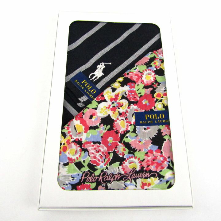 ポロ・ラルフローレン ハンカチ 2点セット 未使用 花柄 ストライプ柄 ブランド まとめて メンズ レディース POLO RALPH LAUREN 【中古】