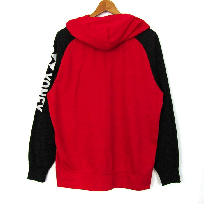 ヨネックス パーカー 長袖 スポーツウエア フード付 トップス メンズ Lサイズ レッド系/ブラック系 YONEX 【中古】