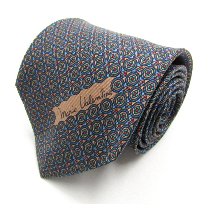 マリオヴァレンティノ ブランド ネクタイ ロゴ 総柄 ドット 小紋柄 シルク イタリア製 PO メンズ ブルー MARIO VALENTINO 【中古】