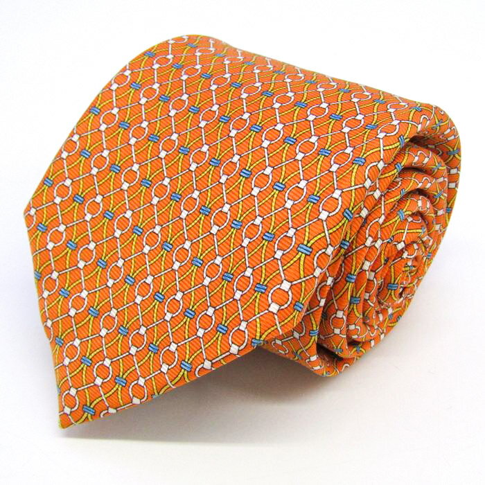 サビルロウ ブランド ネクタイ チェック柄 ドット 格子柄 シルク PO メンズ オレンジ Savile Row 【中古】