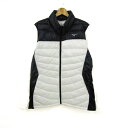 ミズノ ベスト ジャケット 大きいサイズ 中綿 ゴルフウエア アウター 黒 白 レディース XLサイズ ブラック×ホワイト Mizuno 【中古】