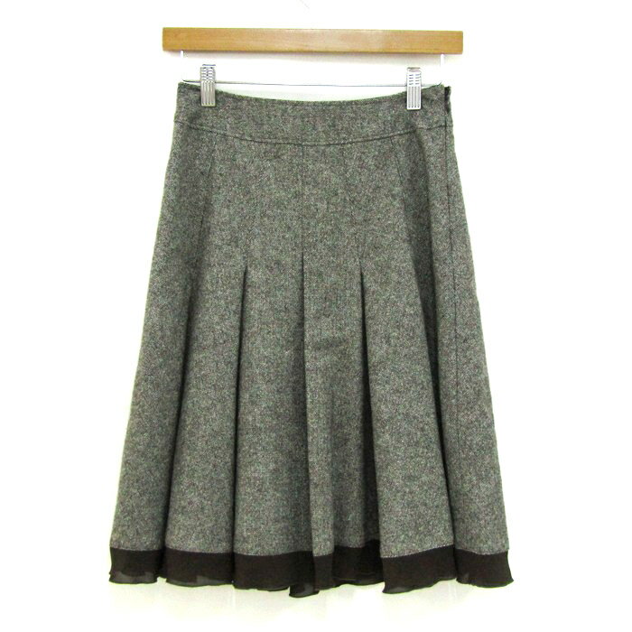 ビアッジョブルー プリーツスカート ウール混 ボトムス レディース 1サイズ グレー系×ブラウン系 Viaggio Blu 【中古】(4)