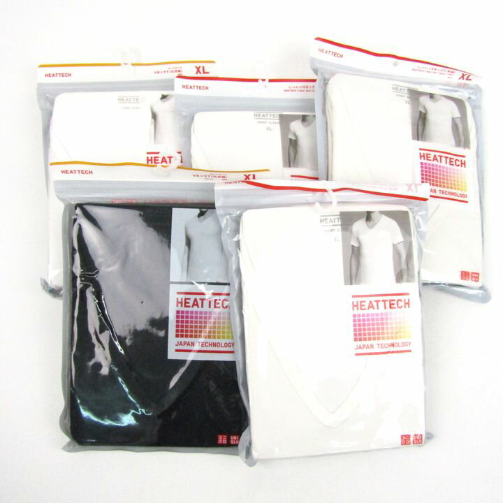 ユニクロ ヒートテック 5点セット 未使用 半袖 九分袖 XLサイズ インナーウエア 大きいサイズ まとめて 大量 メンズ UNIQLO 【中古】のサムネイル