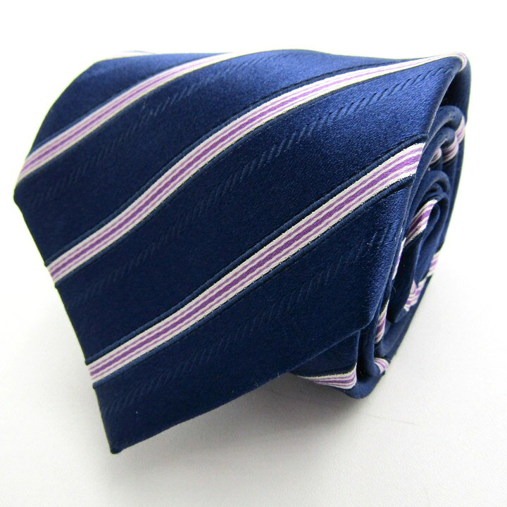 【楽天スーパーSALE 50％OFF 9月4日20:00〜9月11日01:59まで】コムサイズム ブランド ネクタイ シルク ストライプ柄 PO メンズ ネイビー COMME CA ISM 【中古】