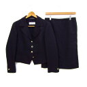 マックスマーラ スーツ セットアップ 上下セット ジャケット スカート レディース 42サイズ ネイビー MAX MARA 【中古】