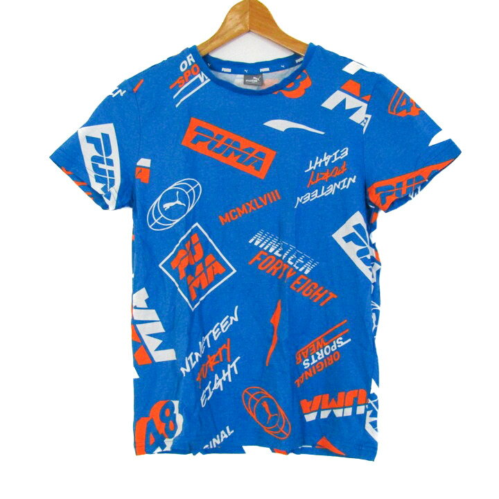 プーマ 半袖Tシャツ トップス グラフィックT スポーツウエア キッズ 男の子用 160サイズ 青×オレンジ×..