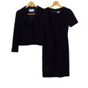 【全品39%OFFクーポン8月4日20:00~8月15日01:59まで】クレージュ セットアップ ブランド ウール100% 上下セット 日本製 レディース 38サイズ ネイビー courreges 【中古】