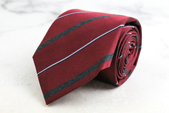 ルイジボレッリ ブランド ネクタイ シルク ストライプ柄 コットン PO メンズ レッド LUIGI BORRELLI ナポリ一流老舗 【中古】