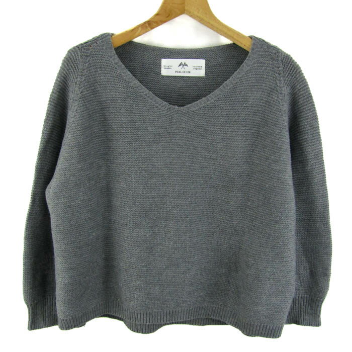 ピュアルセシン ニット トップス 長袖 セーター レディース フリーサイズ グレー Pual ce cin 【中古】