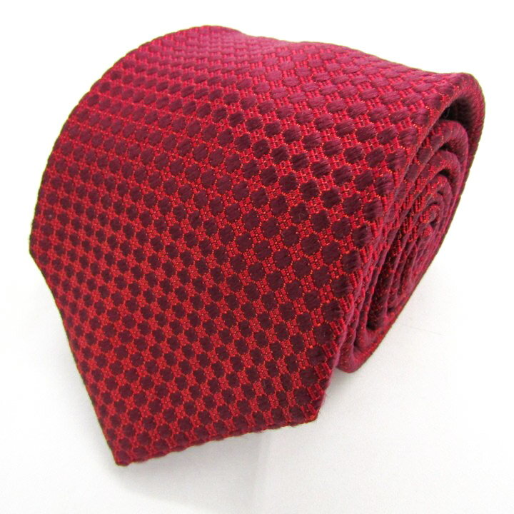 ジェームスクラブ ブランド ネクタイ シルク チェック柄 総柄 ハンドメイド PO メンズ レッド JAMUS CL..