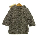 ベビーギャップ 中綿ジャケット フード付き レオパード柄 アウター ベビー 女の子用 2Yサイズ ベージュ×ブラック BABY GAP 【中古】